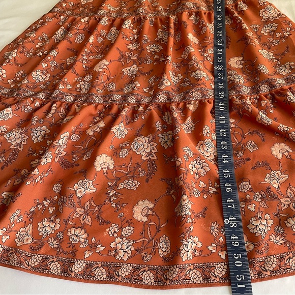 New Max Studio Paisley Flutter Sleeve Maxi Dress, Terracota Rosa Toile, Sz Small - Picture 7 of 15